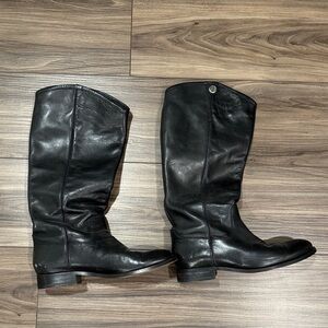 Frye Black Leather Knee-High Riding Boots